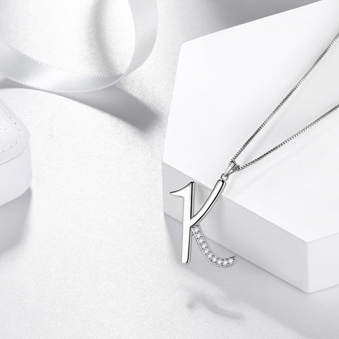 Lettera iniziale K collane con ciondolo donne ragazze nome gioielli regalo argento sterling 925