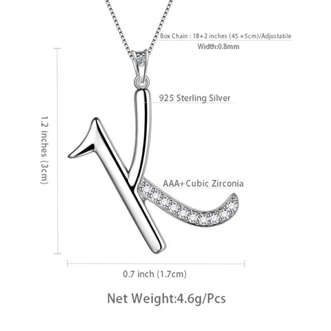 Lettera iniziale K collane con ciondolo donne ragazze nome gioielli regalo argento sterling 925