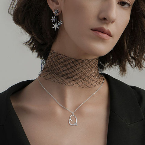 Lettera iniziale Q Collane con ciondolo Donne Ragazze Nome Gioielli Regalo Argento sterling 925