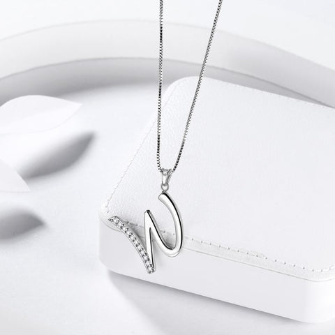 Lettera iniziale W Collane con ciondolo Donne Ragazze Nome Gioielli Regalo Argento sterling 925