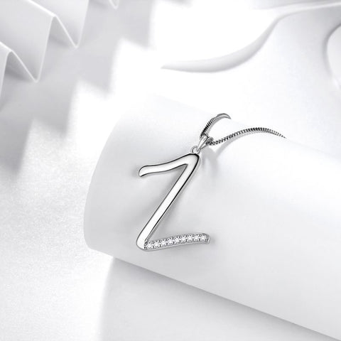 Lettera iniziale Z Collane con ciondolo Donne Ragazze Nome Gioielli Regalo Argento sterling 925