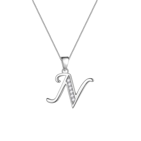 Buchstaben-Halsketten mit Initialen-Anhänger für Männer und Frauen, Namensschmuck aus 925er Sterlingsilber