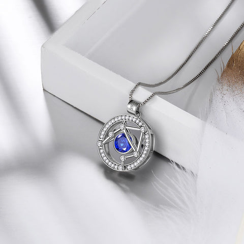 Halskette mit Sternzeichen Waage, Geburtsstein September, Anhänger, Schmuck für Damen und Mädchen, Geburtstagsgeschenk