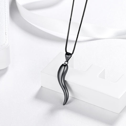 Mens Lucky Italian Horn Necklace Pendant Women Jewelry Gift 925 Sterling Silver
