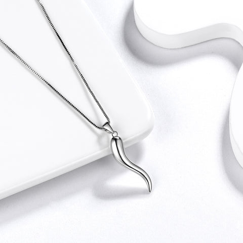 Mens Lucky Italian Horn Necklace Pendant Women Jewelry Gift 925 Sterling Silver