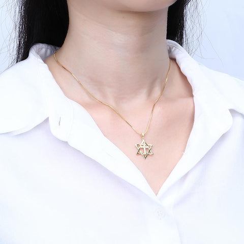 Magen Estrella de David Collar Cruz Colgante Mujeres Hombres Plata de Ley 925 Joyería de Amuleto Judío