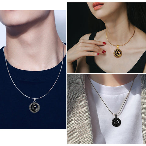 Men Zodiac Aquarius Necklace Pendant Star Sign Constellation Jewelry Women Boys Girls Birthday Gift - Aurora Tears Jewelry