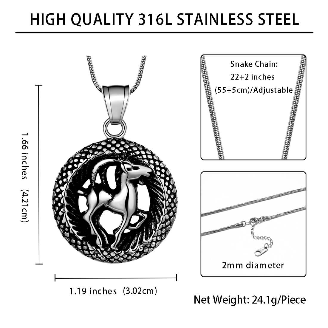 Men Zodiac Capricorn Necklace Pendant Star Sign Constellation Jewelry Women Boys Girls Birthday Gift - Aurora Tears Jewelry