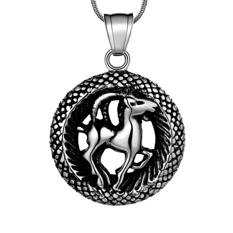 Men Zodiac Capricorn Necklace Pendant Star Sign Constellation Jewelry Women Boys Girls Birthday Gift - Aurora Tears Jewelry