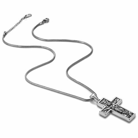 Collier croix homme Crucifix jésus pendentif Christ bijoux acier inoxydable