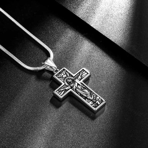 Collier croix homme Crucifix jésus pendentif Christ bijoux acier inoxydable