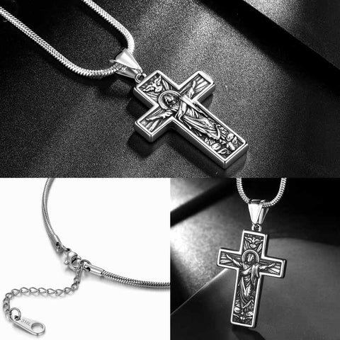 Collier croix homme Crucifix jésus pendentif Christ bijoux acier inoxydable