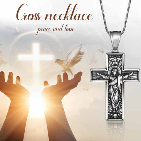Collier croix homme Crucifix jésus pendentif Christ bijoux acier inoxydable
