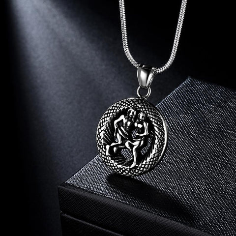 Men Zodiac Gemini Necklace Pendant Star Sign Constellation Jewelry Women Boys Girls Birthday Gift - Aurora Tears Jewelry
