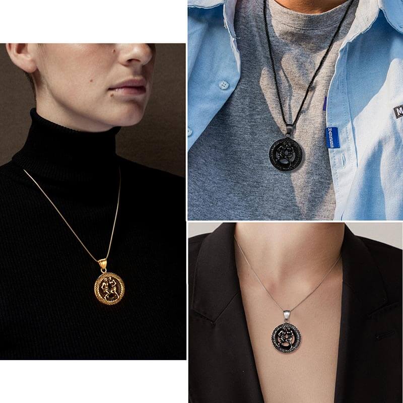 Men Zodiac Gemini Necklace Pendant Star Sign Constellation Jewelry Women Boys Girls Birthday Gift - Aurora Tears Jewelry