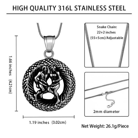 Men Zodiac Gemini Necklace Pendant Star Sign Constellation Jewelry Women Boys Girls Birthday Gift - Aurora Tears Jewelry