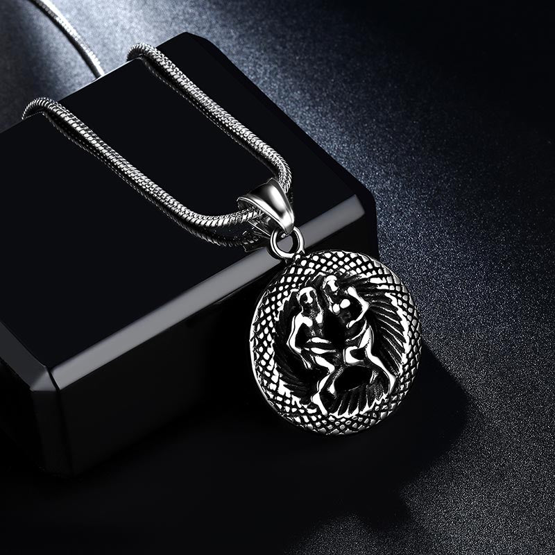 Men Zodiac Gemini Necklace Pendant Star Sign Constellation Jewelry Women Boys Girls Birthday Gift - Aurora Tears Jewelry