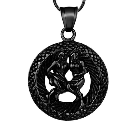 Men Zodiac Gemini Necklace Pendant Star Sign Constellation Jewelry Women Boys Girls Birthday Gift - Aurora Tears Jewelry
