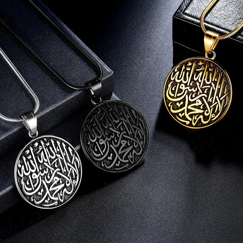 Collana islamica da uomo con ciondolo arabo musulmano Allah, gioielli in acciaio inossidabile 316L