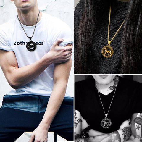 Men Zodiac Leo Necklace Pendant Star Sign Constellation Jewelry Women Boys Girls Birthday Gift - Aurora Tears Jewelry