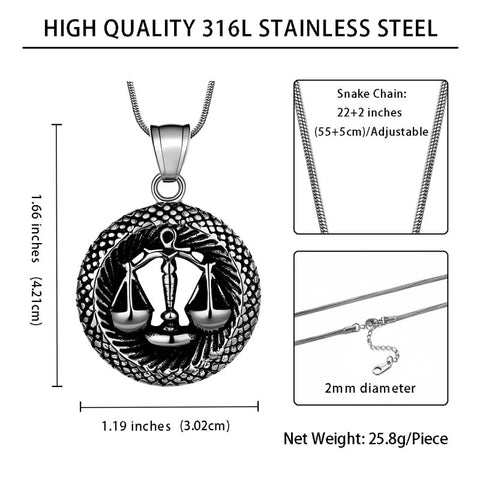 Men Zodiac Libra Necklace Pendant Star Sign Constellation Jewelry Women Boys Girls Birthday Gift
