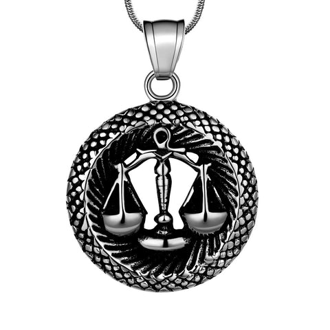 Men Zodiac Libra Necklace Pendant Star Sign Constellation Jewelry Women Boys Girls Birthday Gift - Aurora Tears Jewelry