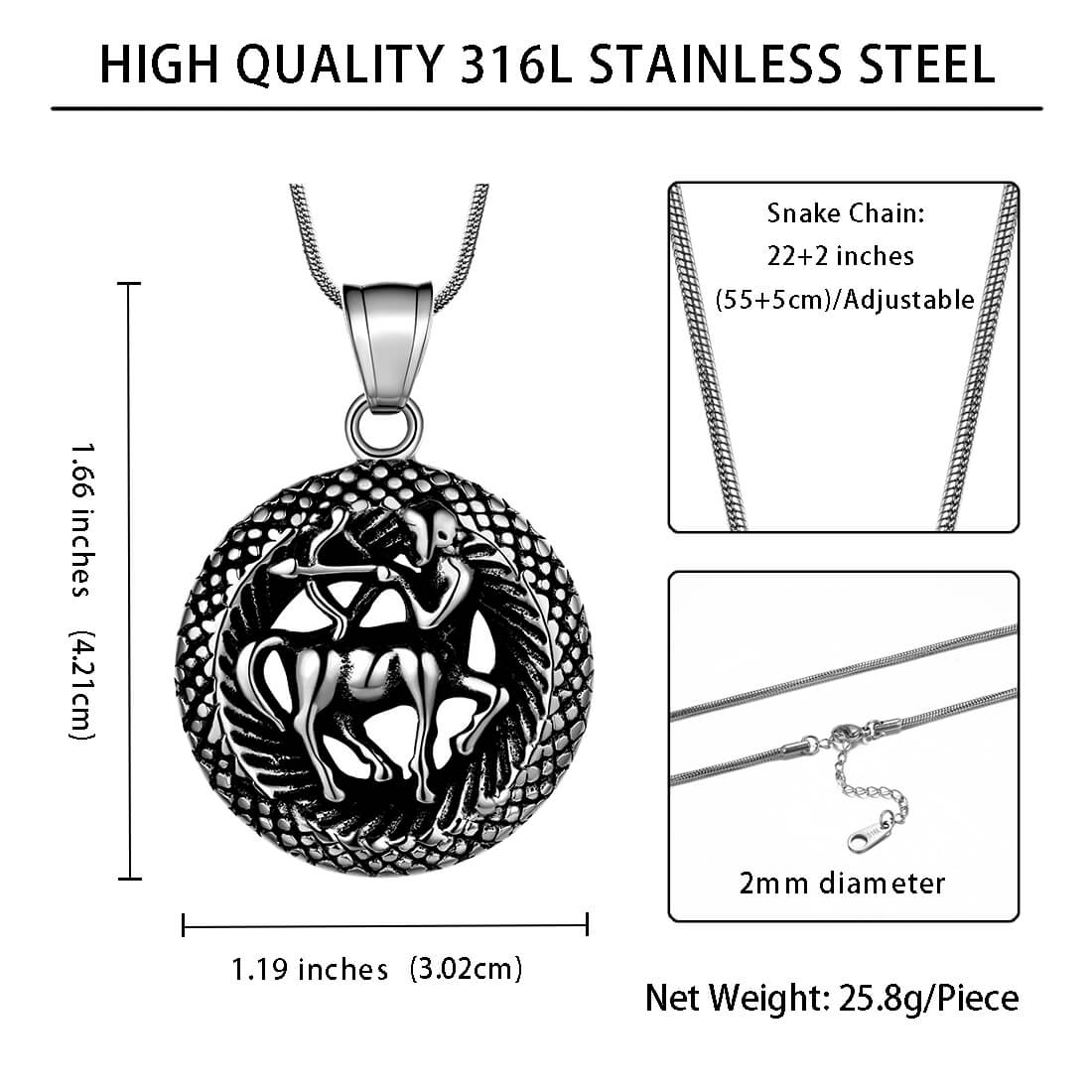 Men Zodiac Sagittarius Necklace Pendant Star Sign Constellation Jewelry Women Boys Girls Birthday Gift - Aurora Tears Jewelry