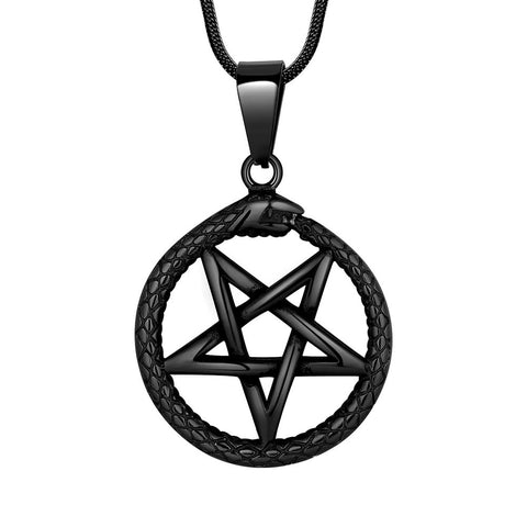 Collana da uomo con pentagramma a forma di serpente, pentacolo di Ouroboros, pendente Wicca, amuleto, protezione, regalo di gioielli