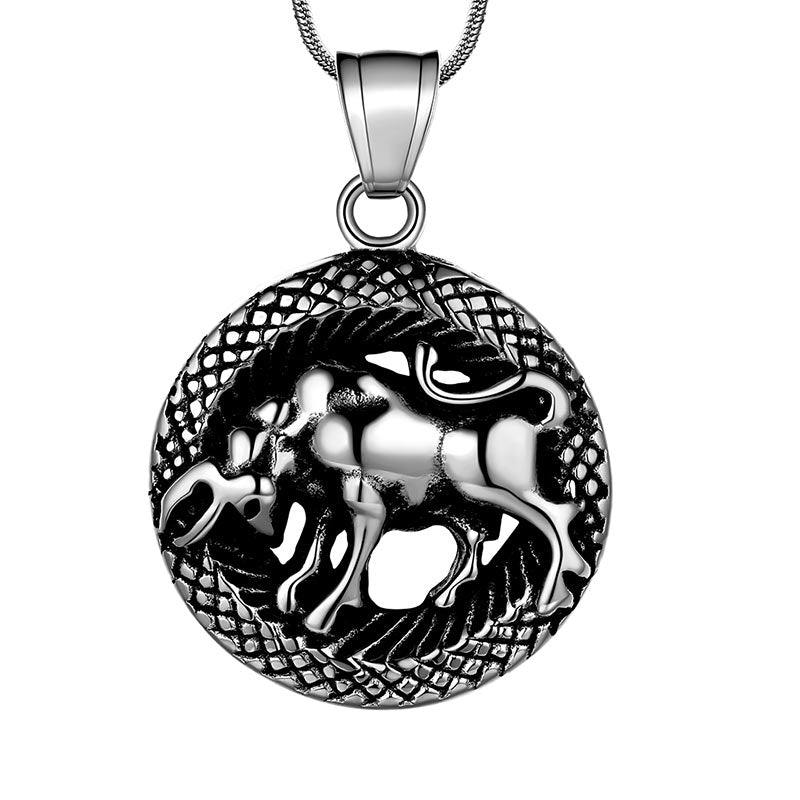 Men Zodiac Taurus Necklace Pendant Star Sign Constellation Jewelry Women Boys Girls Birthday Gift - Aurora Tears Jewelry