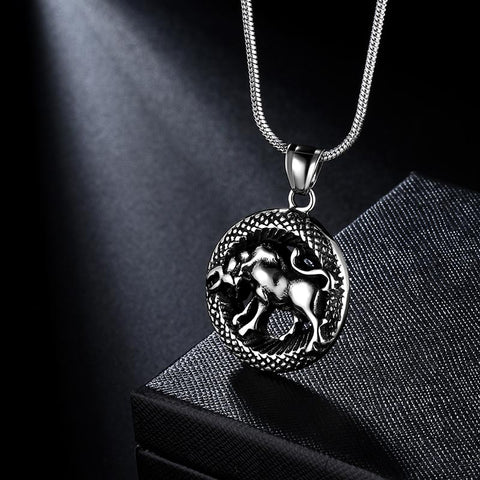 Men Zodiac Taurus Necklace Pendant Star Sign Constellation Jewelry Women Boys Girls Birthday Gift - Aurora Tears Jewelry