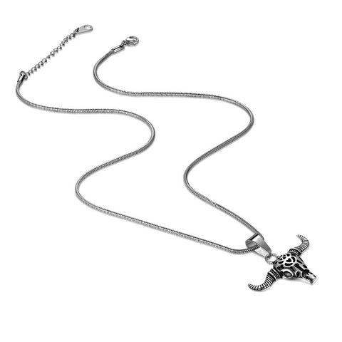 Collana da uomo toro vampiro, ciondolo testa di toro toro, gioielli in acciaio inossidabile