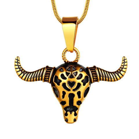 Collana da uomo toro vampiro, ciondolo testa di toro toro, gioielli in acciaio inossidabile