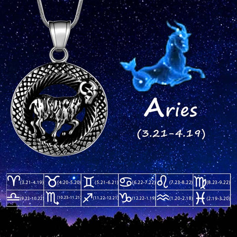 Collar con colgante del zodiaco Aries para hombre, signo de estrella, constelación, joyería para mujeres, niños y niñas, regalo de cumpleaños