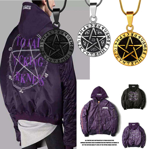 Men Wiccan Pentagram Necklace Pendant 316L Stainless Steel - Necklaces - Aurora Tears