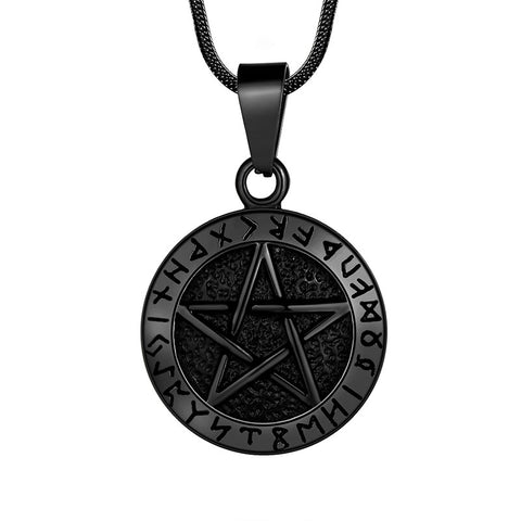 Men Wiccan Pentagram Necklace Pendant 316L Stainless Steel - Necklaces - Aurora Tears