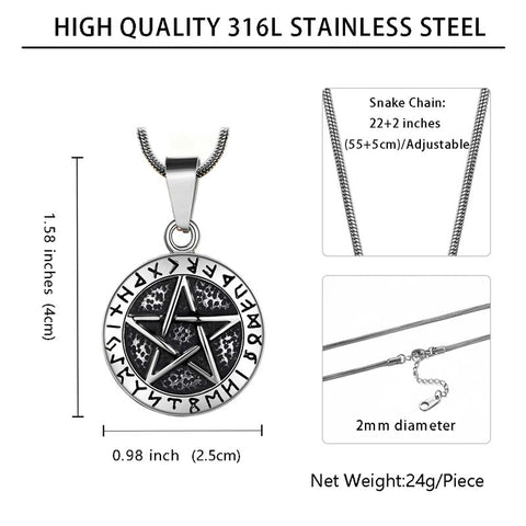 Collana Wiccan da uomo con pentagramma, ciondolo Brisingamen, gioielli in acciaio inossidabile