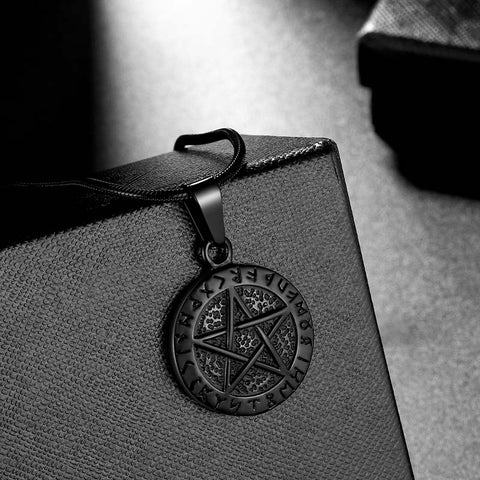 Collana Wiccan da uomo con pentagramma, ciondolo Brisingamen, gioielli in acciaio inossidabile
