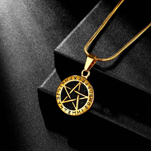 Collana Wiccan da uomo con pentagramma, ciondolo Brisingamen, gioielli in acciaio inossidabile