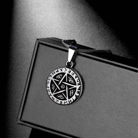 Collana Wiccan da uomo con pentagramma, ciondolo Brisingamen, gioielli in acciaio inossidabile