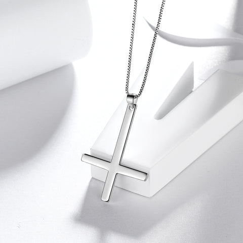 Herren Halskette mit umgekehrtem Kreuz, Anhänger, Damenschmuck, Geschenk, Sterlingsilber