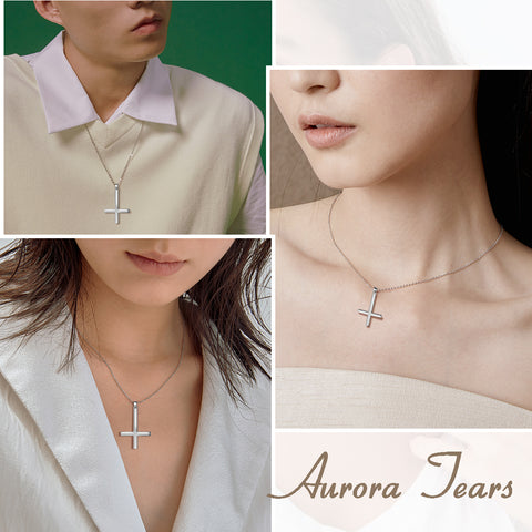 Herren Halskette mit umgekehrtem Kreuz, Anhänger, Damenschmuck, Geschenk, Sterlingsilber