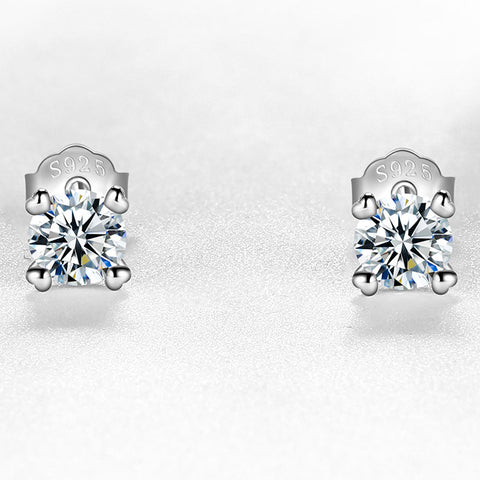 Moissanite Stud Earrings Women Girls Jewelry 925 Sterling Silver 4-Prong