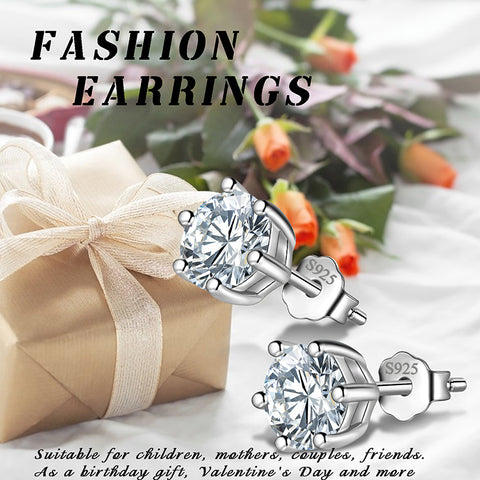 Orecchini a bottone Moissanite Gioielli da donna per ragazze Argento sterling 925 a 6 punte