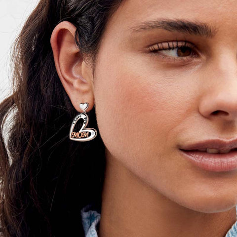 Mom Love Heart Earrings Hoop, Mom Earrings Studs for Mother Grandma,Best Mom Drop Hoops Birthday Gift