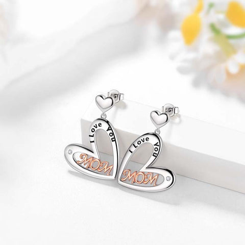 Mom Love Heart Earrings Hoop, Mom Earrings Studs for Mother Grandma,Best Mom Drop Hoops Birthday Gift