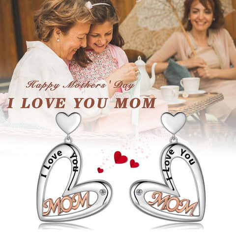 Mom Love Heart Earrings Hoop, Mom Earrings Studs for Mother Grandma,Best Mom Drop Hoops Birthday Gift