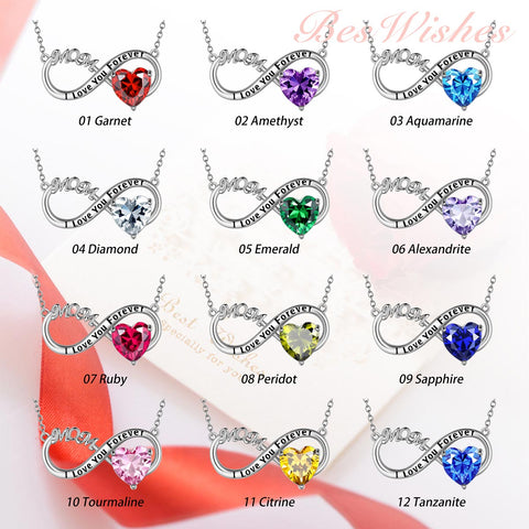 Collana mamma Ciondolo portafortuna a cuore Regali per la festa della mamma Gioielli di compleanno infiniti