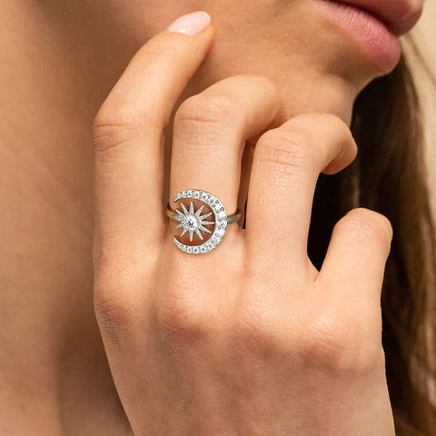 Anello Moon Sun Moissanite Gioielleria raffinata Donna Ragazza Argento sterling 925