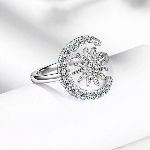 Anello Moon Sun Moissanite Gioielleria raffinata Donna Ragazza Argento sterling 925