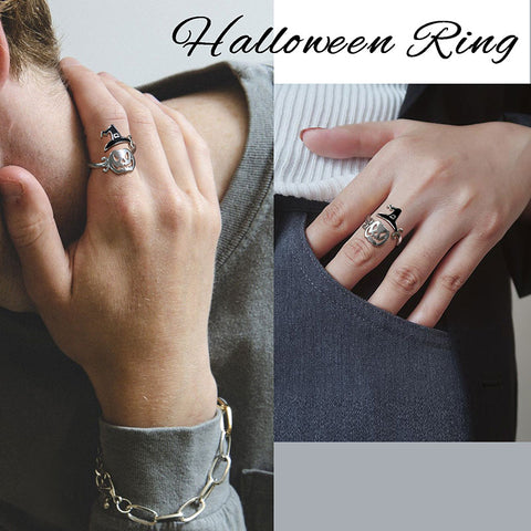Halloween Pumpkin Rings Ghost Witch Hat Open Finger Ring Party Jewelry - Rings - Aurora Tears